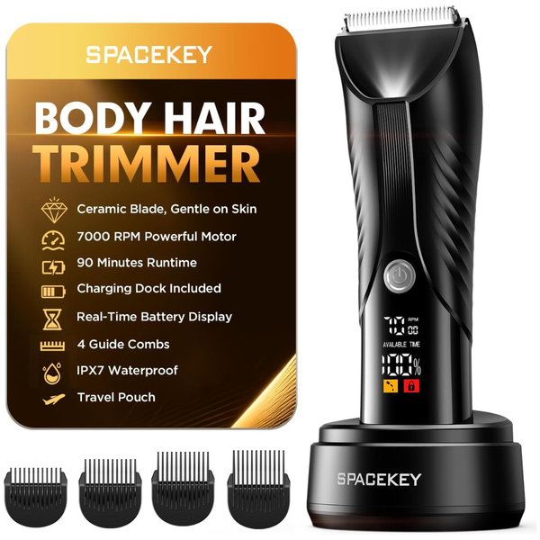 Spacekey Wet/Dry Electric Body Hair Trimmer With LED Light