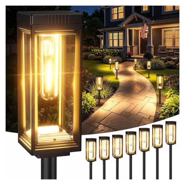 8-Pack VICOUP Outdoor Tall Solar Pathway Lights (Warm White)