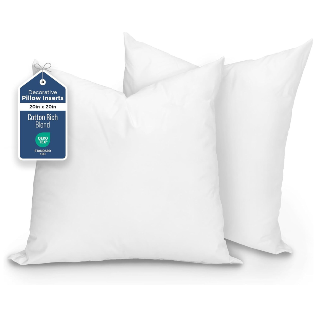 2-Pack Martex 20" X 20" Decorative Throw Pillow Inserts