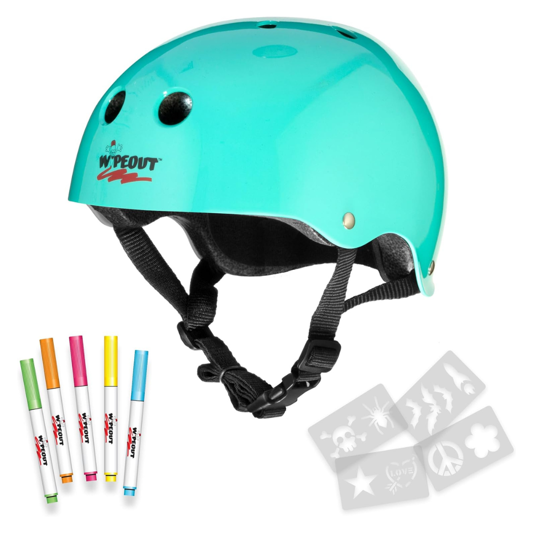 Wipeout Dry Erase Kids Helmet (Teal Blue)