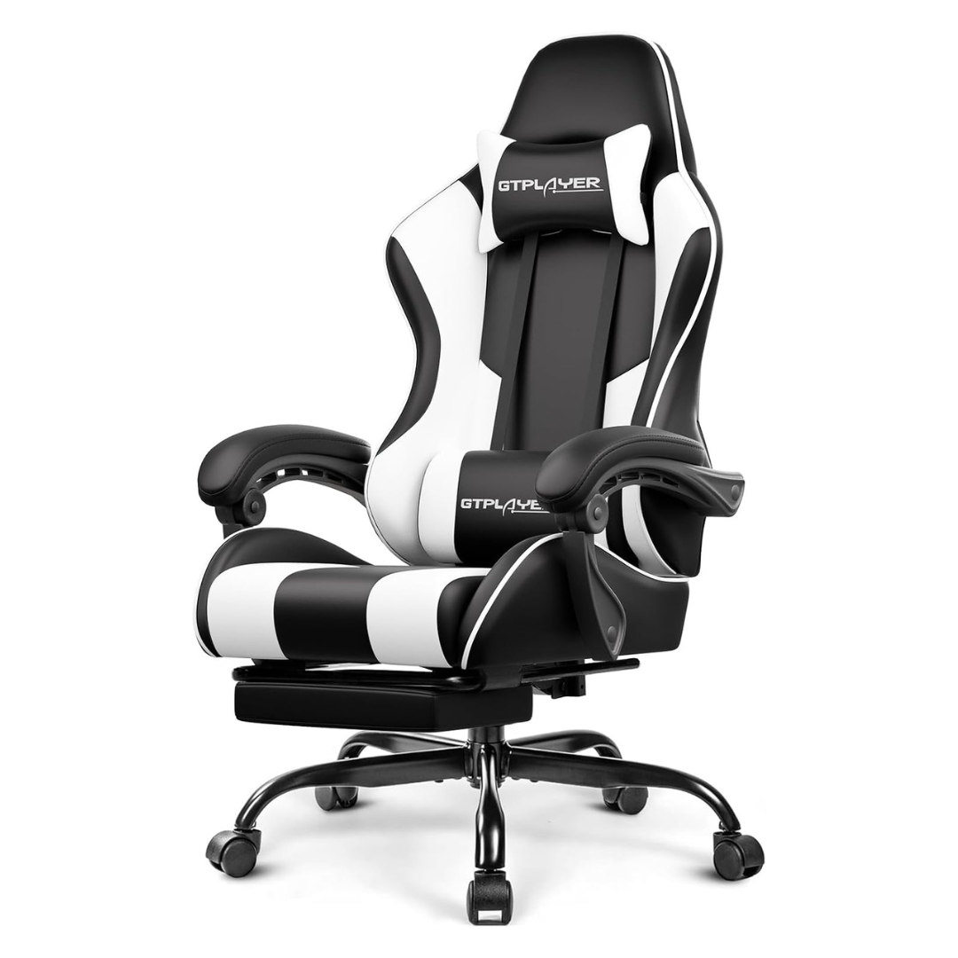 Gtplayer Computer Gaming Chair W/ Footrest & Lumbar Support