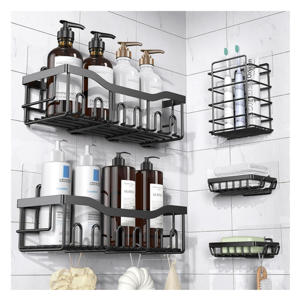 5-Pack Eudele Rustproof Stainless Steel Shower Caddy Organizers (Black)