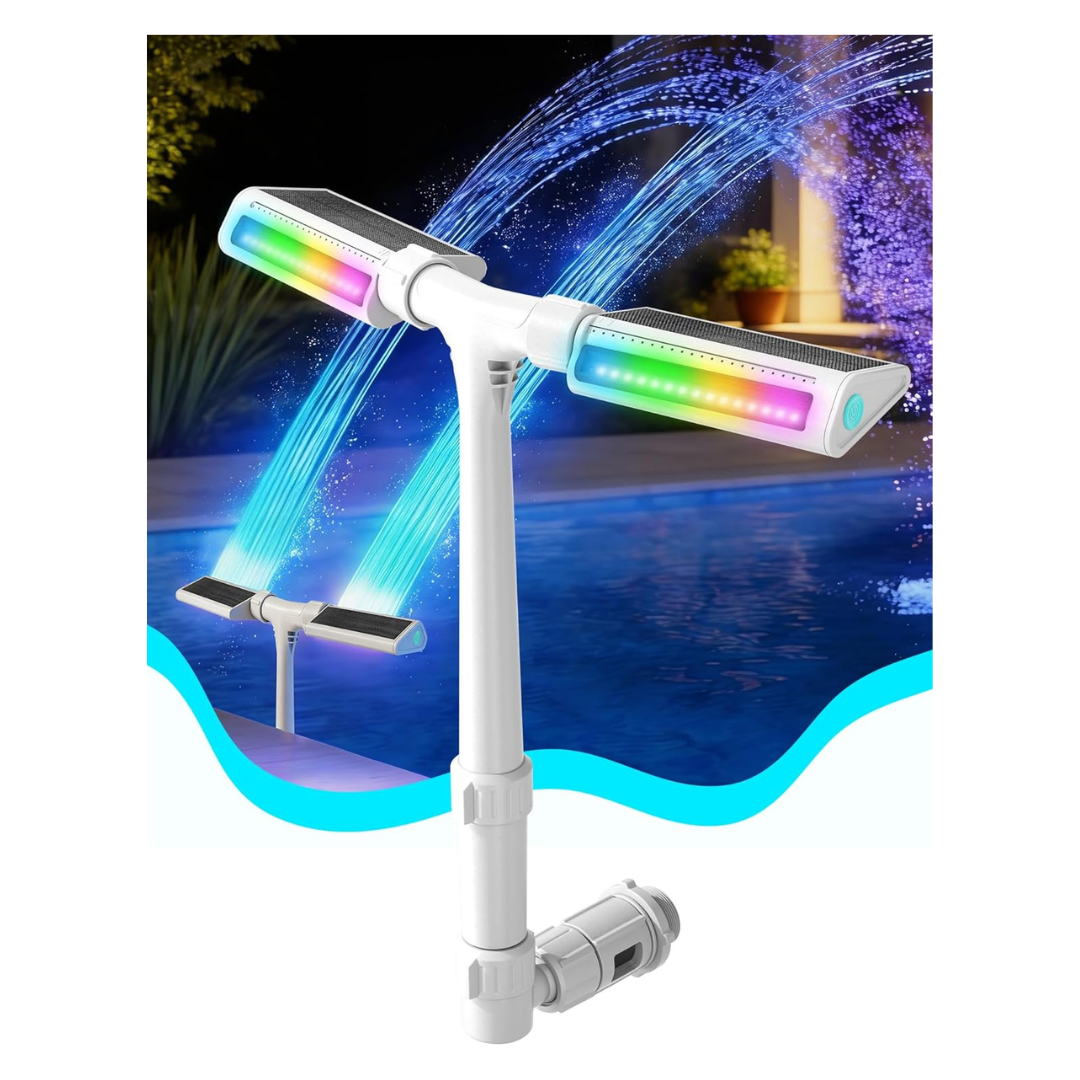 Kompoll Solar Pool Fountain W/ 10-Color 4-Mode LED Lights