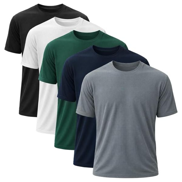 5-Pack OKP Men's Lightweight Athletic Dry Fit Shirts (Assorted Colors)
