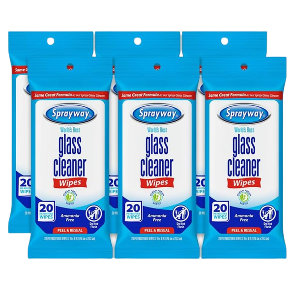 120-Count (6pk X 20ct) Sprayway Glass Cleaner Wipes