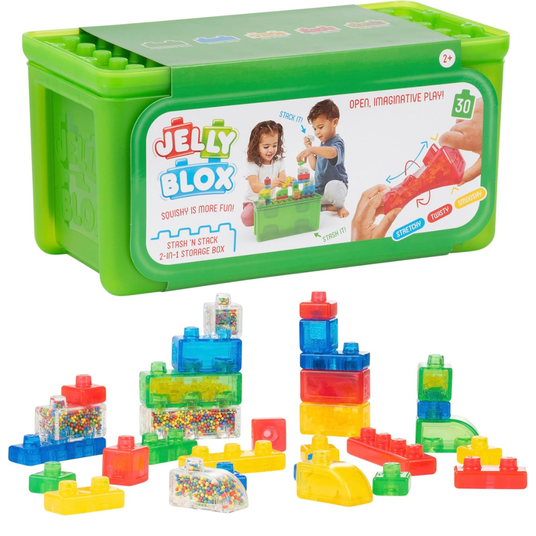 Jelly Blox Stash 'N Stack 2-in-1 Storage Case W/ 30 Blocks