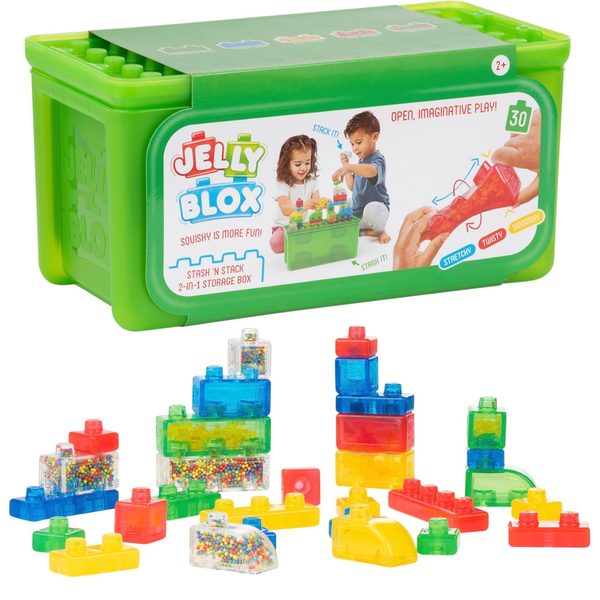 Jelly Blox Stash 'N Stack 2-in-1 Storage Case W/ 30 Blocks