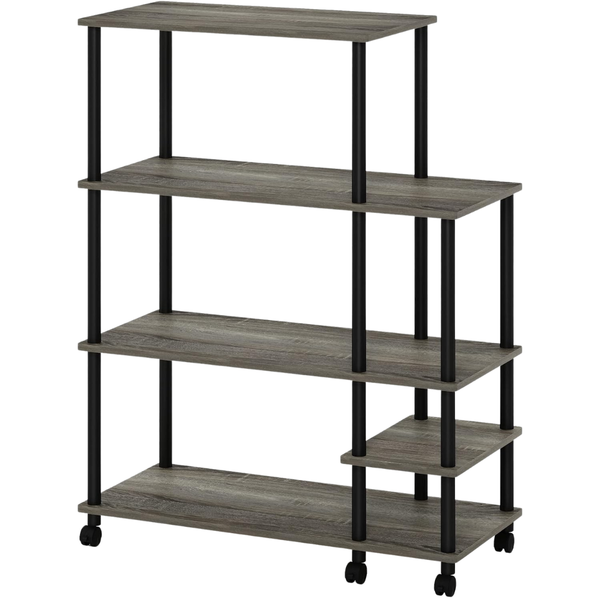 Furinno Turn-N-Tube 4-Tier Wide Multipurpose Printer Stand With Wheels