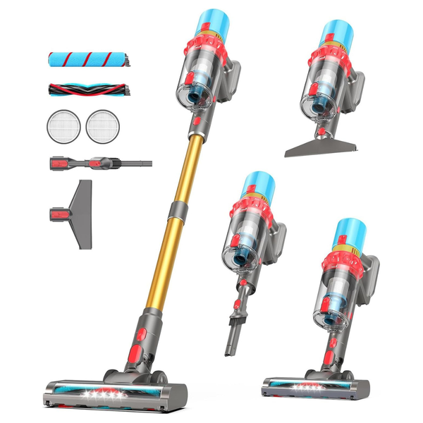 600W 55KPa Max 75mins Cordless Stick Vacuum Cleaner With 2 Rollers