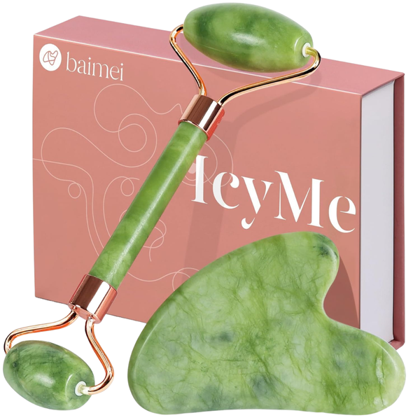 Baimei Unisex Jade Roller & Gua Sha Facial Beauty Tools Set