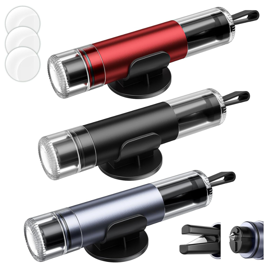 3-Pack 2-in-1 Emergency Car Safety Hammer & Seat Belt Cutter
