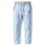Men's Casual Linen Elastic Waist Drawstring S Trousers W/ Pockets