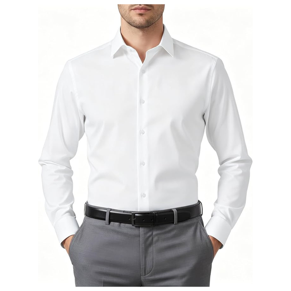 Men's Solid Stretch Fabric Button Down Long Sleeve Collared Shirt