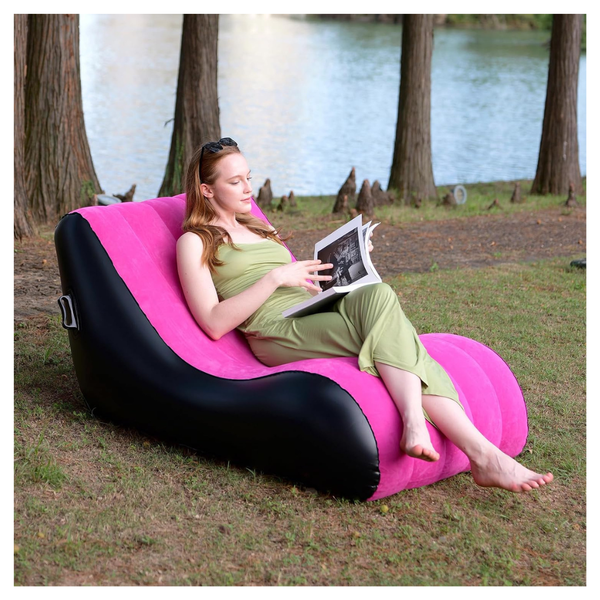 Portable S-Shaped Chaise Lounger Inflatable Sofa Air Chair