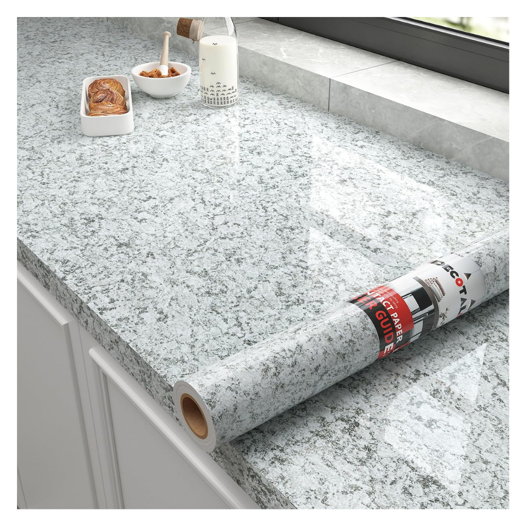 Decotalk 17.7" X 200" Vinyl Wrap Green Granite Contact Paper