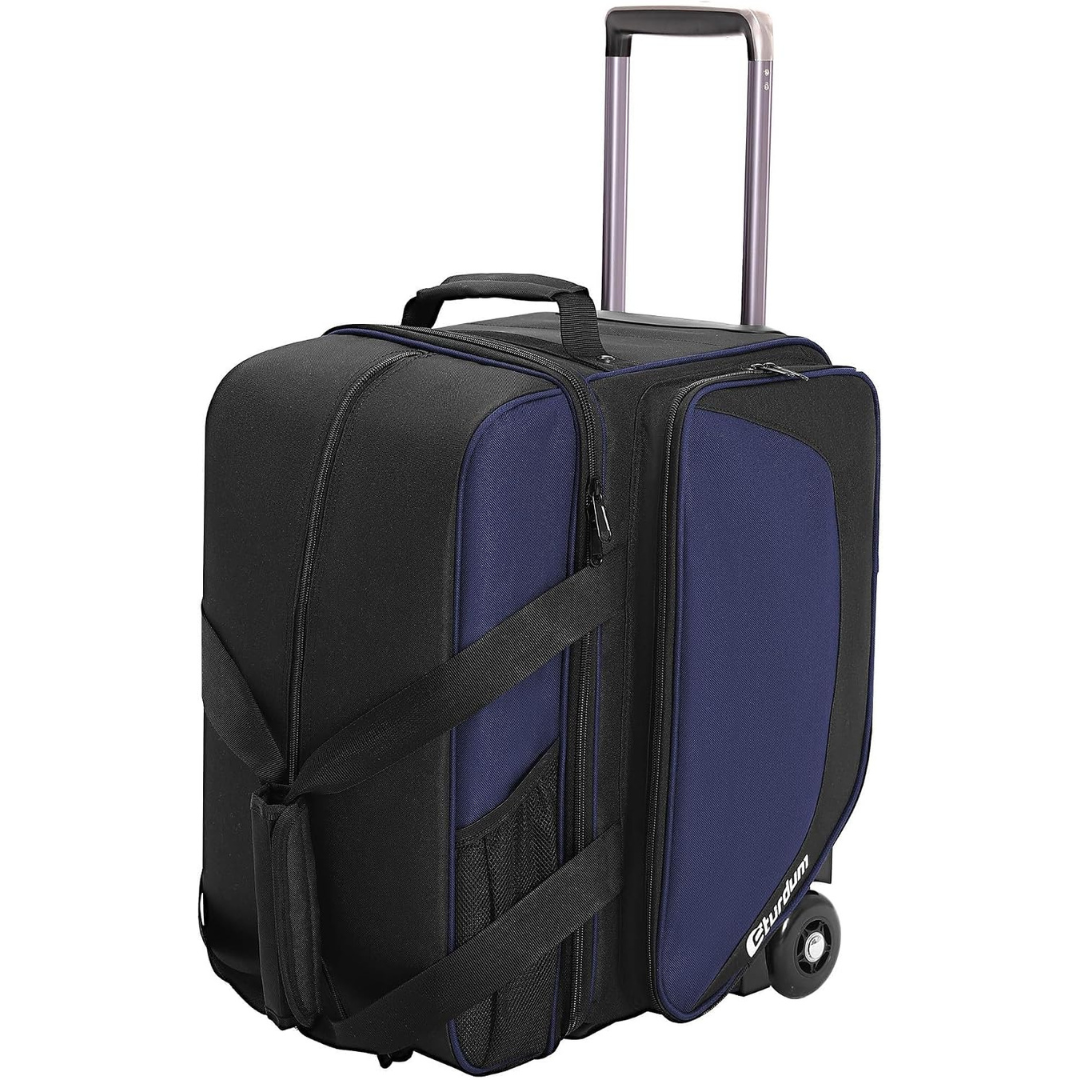 Sturdum 2-Ball Bowling Roller Bag With Wheels (Blue)