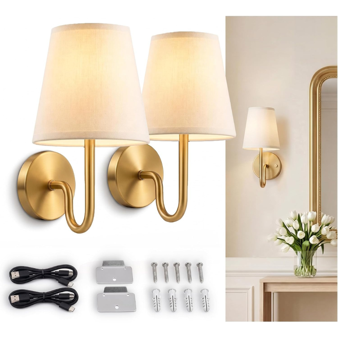 2-Pack Bell+Howell Dimmable LED Cordless Wall Sconces