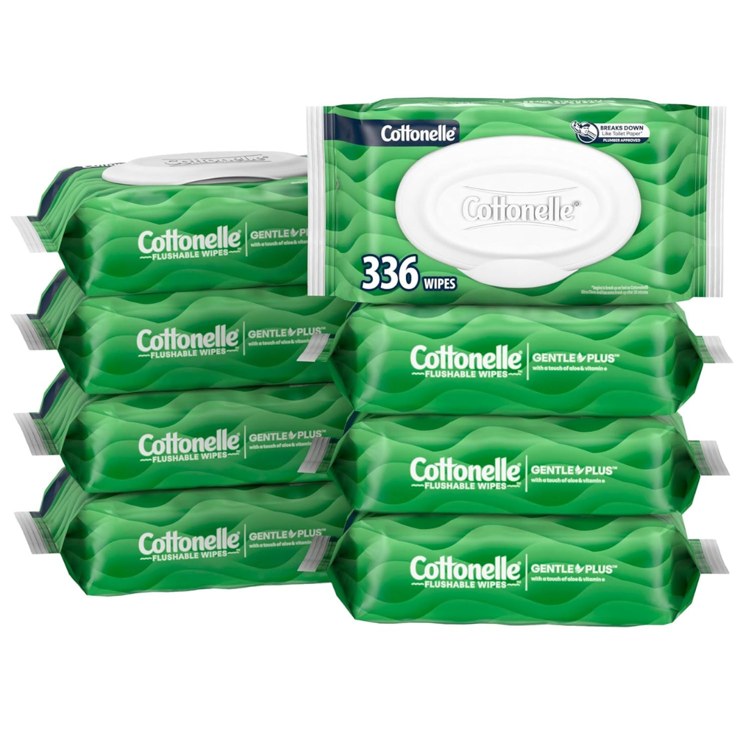 336-Count (8pk X 42ct) Cottonelle GentlePlus Flushable Wet Wipes W/ Aloe (GentlePlus)