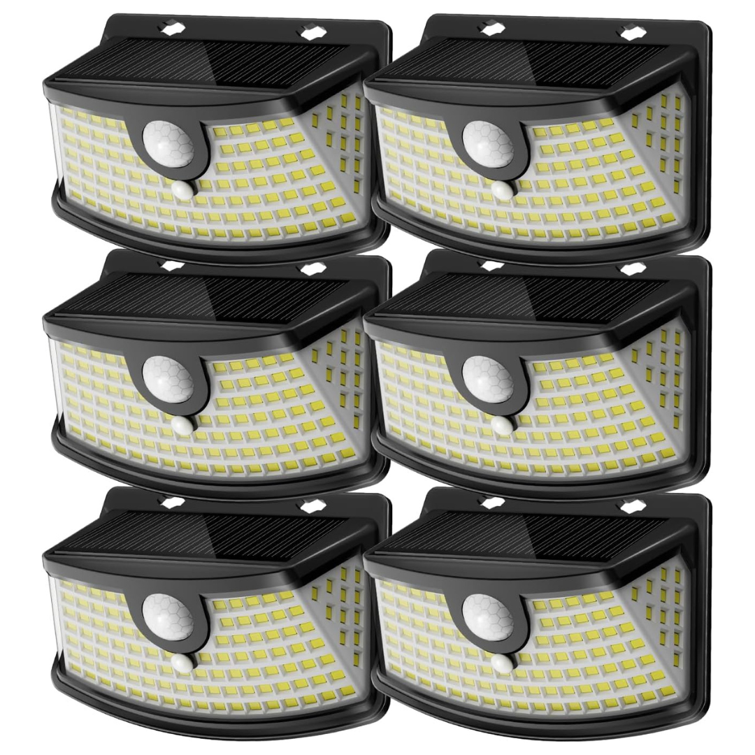 6-Pack 120-LED Solar Motion Sensor Lights With Reflector