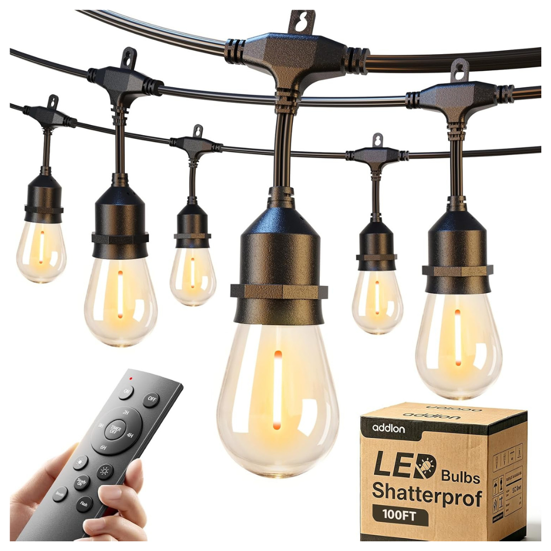 100' Addlon Heavy-Duty Dimmable LED Outdoor String Lights