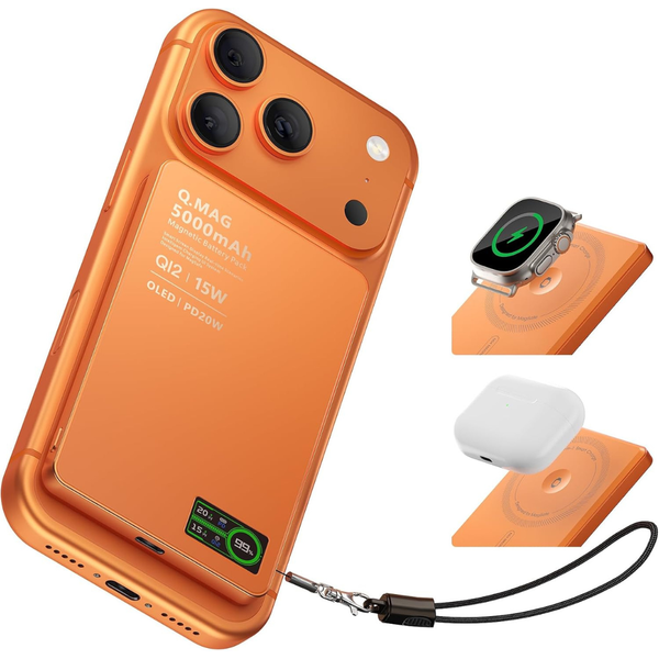 5000mAh Portable 3-in-1 Mag-Safe 15W Wireless Magnetic Power Bank