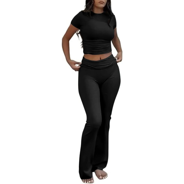DLOODA Women's Short Sleeve Two-Piece Set (5 Colors)