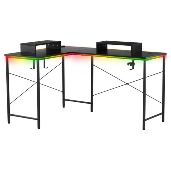 GTRACING L-Shaped Gaming Desk With RGB Light