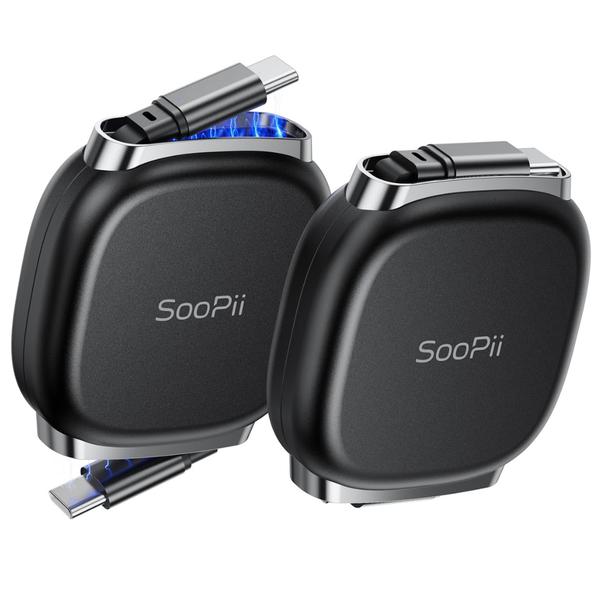 2-Pack 3.3' SOOPII 240W USB-C Retractable Cable