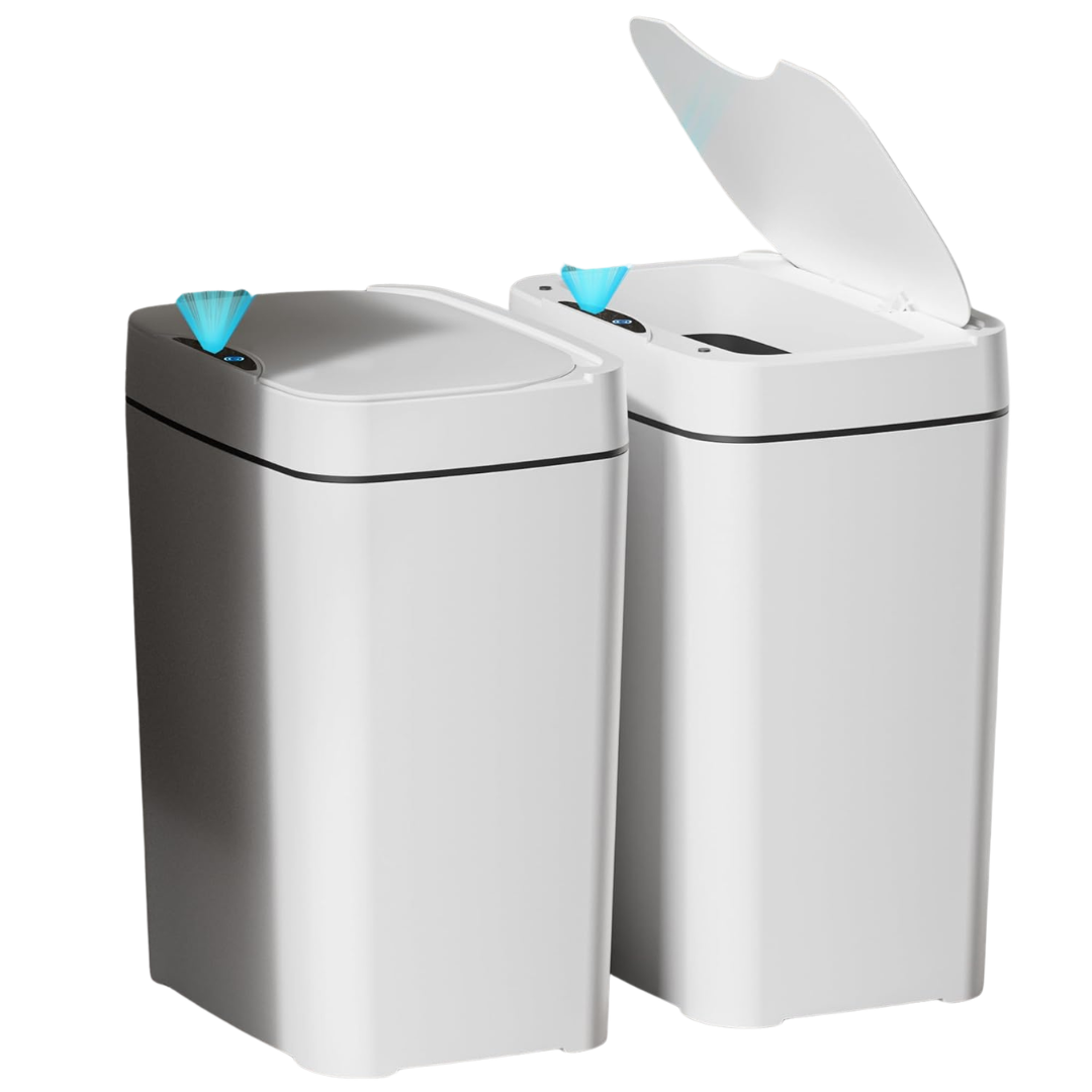 2-Pack 2.7-Gal Motion Sensor Automatic Smart Trash Can w/ Lid (2 Colors)