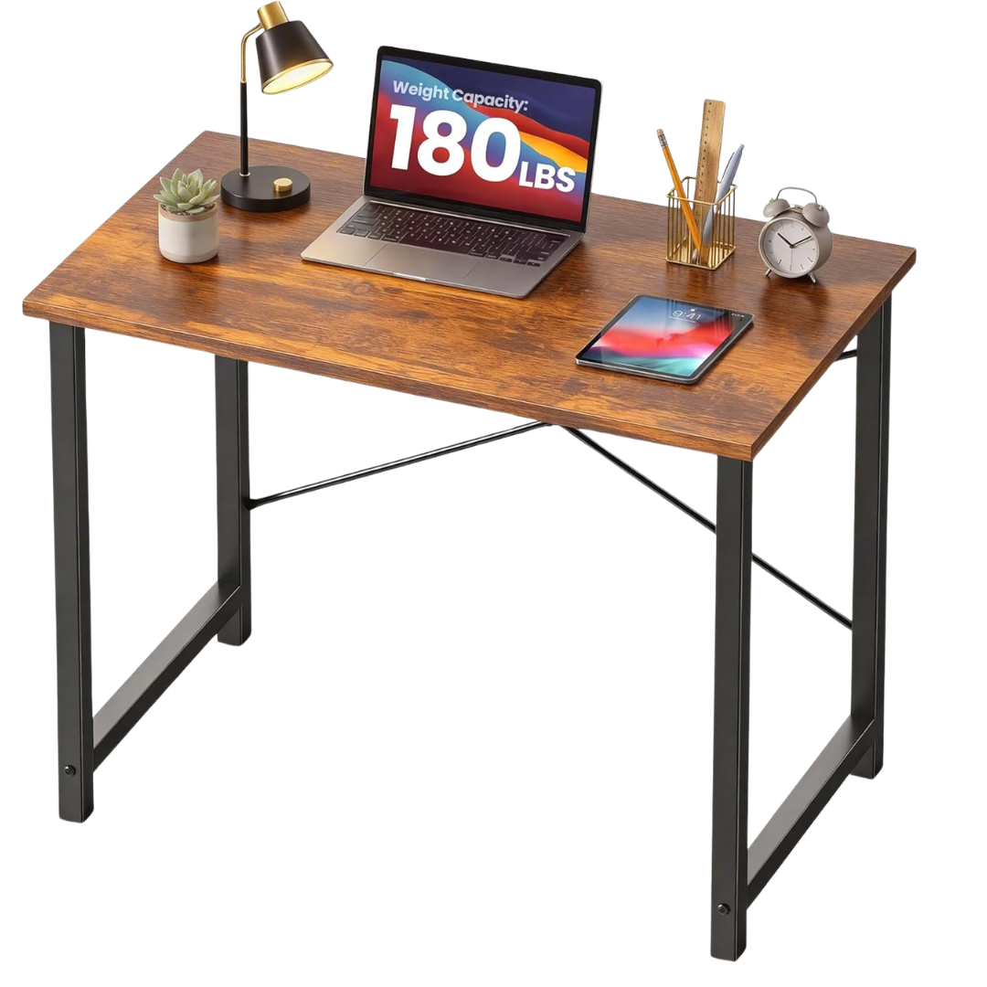32" DUMOS Compact Writing/Computer Desk (Rustic/Wood Brown)