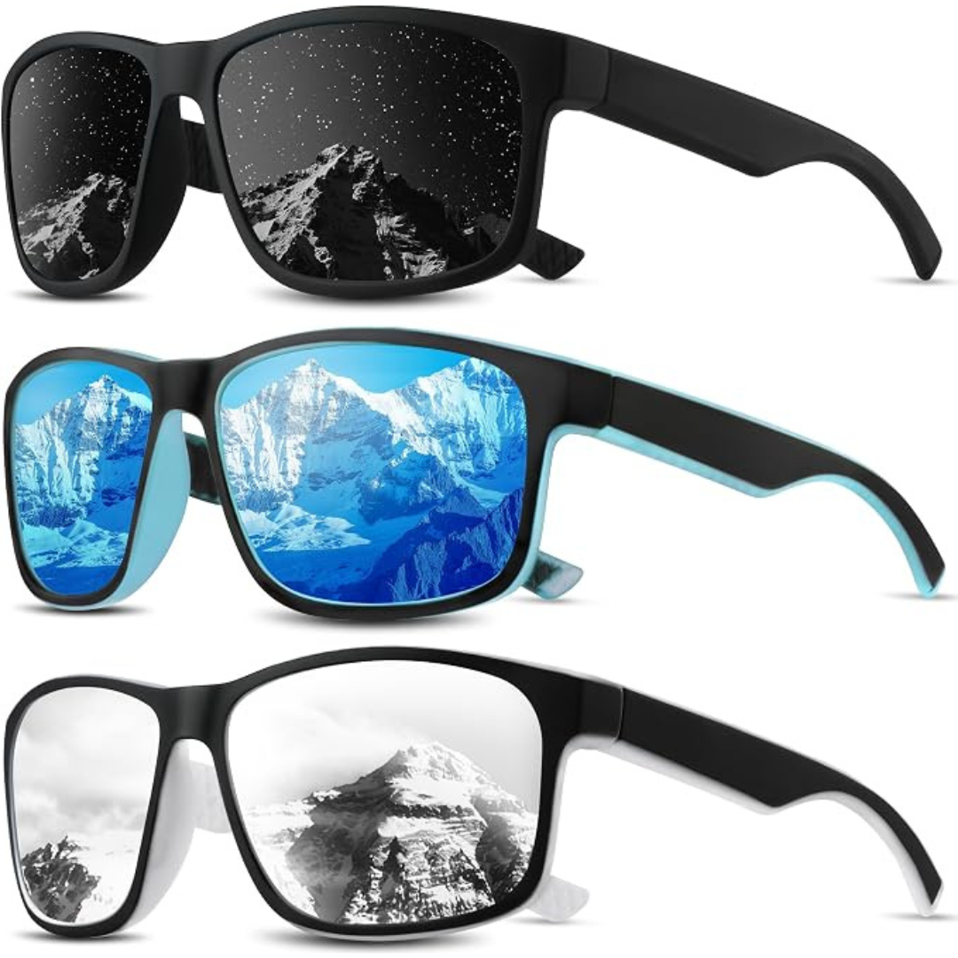 3-Pack Unisex UV Protection Square Polarized Sunglasses