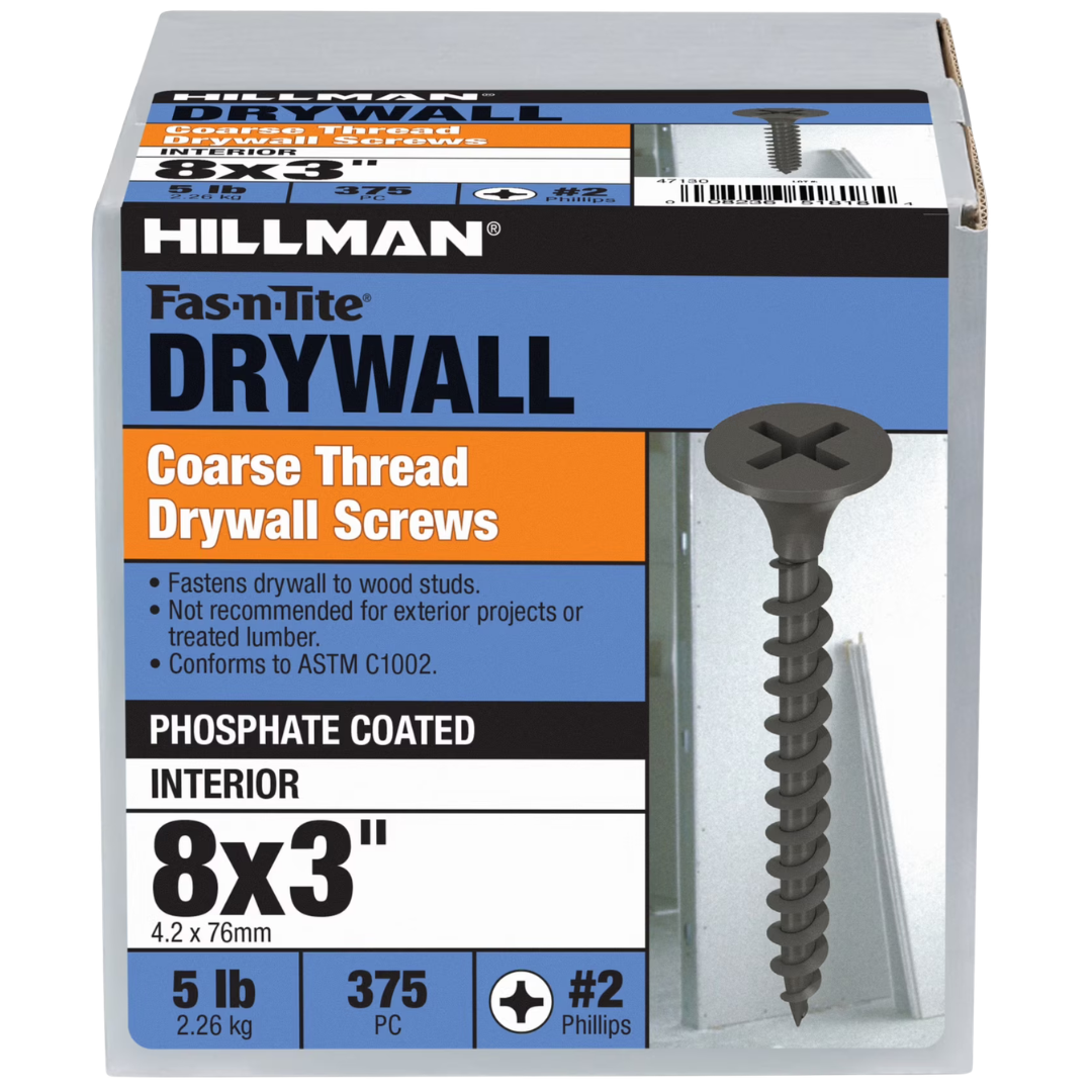 Hillman Fasteners No. 8 x 3" Coarse Thread Phillips Drywall Screws (5lb Box)