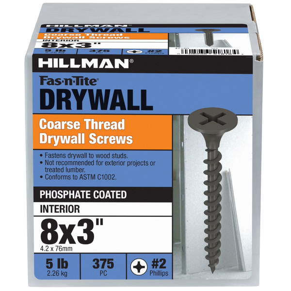Hillman Fasteners No. 8 x 3" Coarse Thread Phillips Drywall Screws (5lb Box)