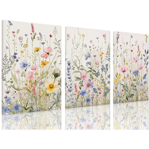 Set of 3 Modern Minimalist Flower Wall Art Pictures (Various)