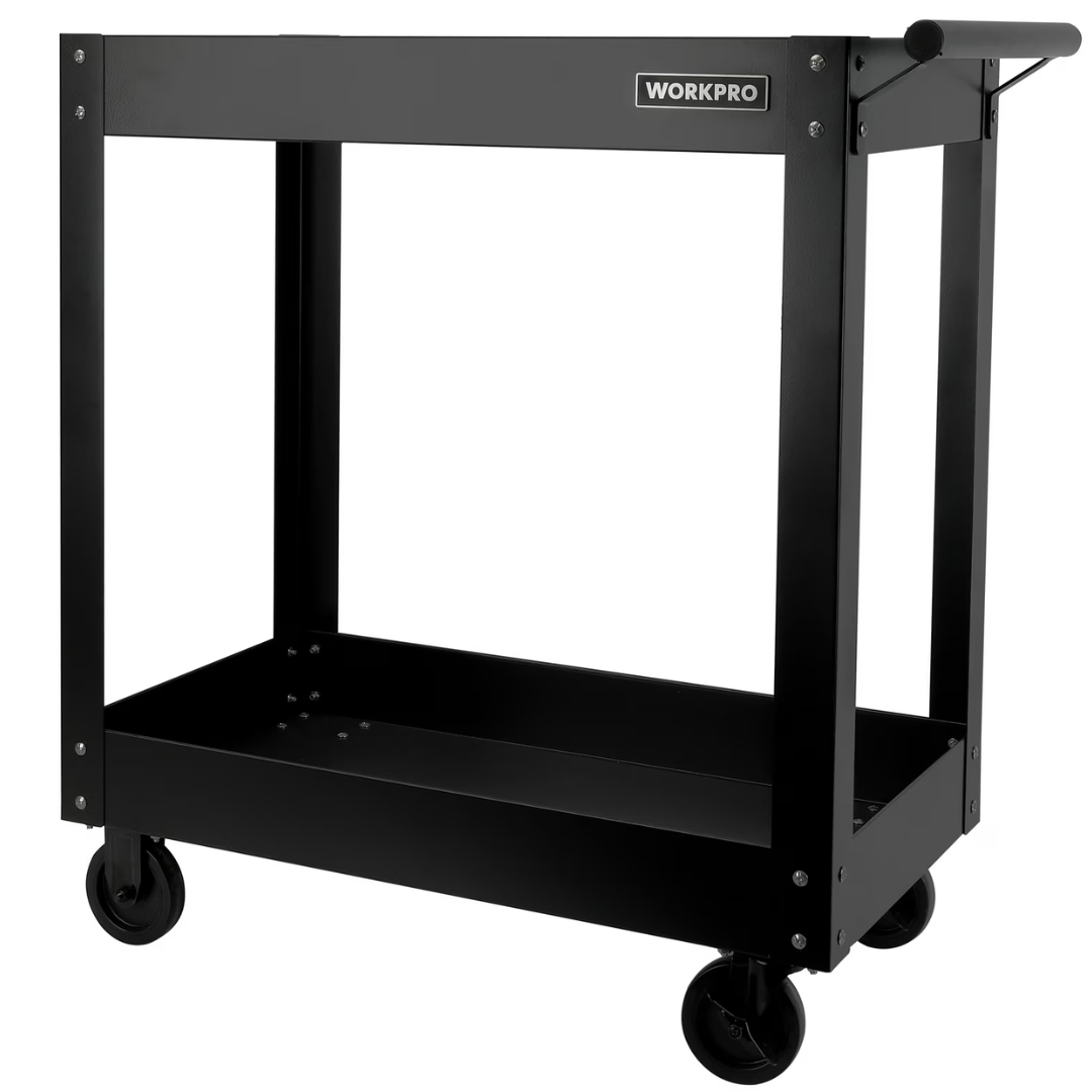32" Workpro Steel Utility Cart w/ Rolling Casters & Storage Shelf