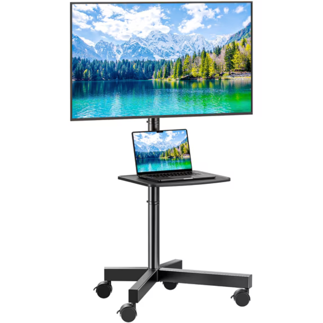 Perlesmith PSTVMC10 Mobile Rolling TV Stand Cart for 26-60" Flat Panel TVs