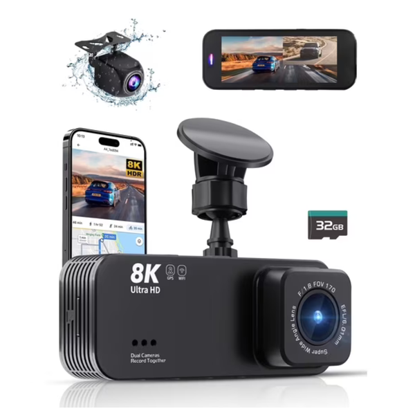 Gazsocy 8K HD Front And Rear Car Dash Camera