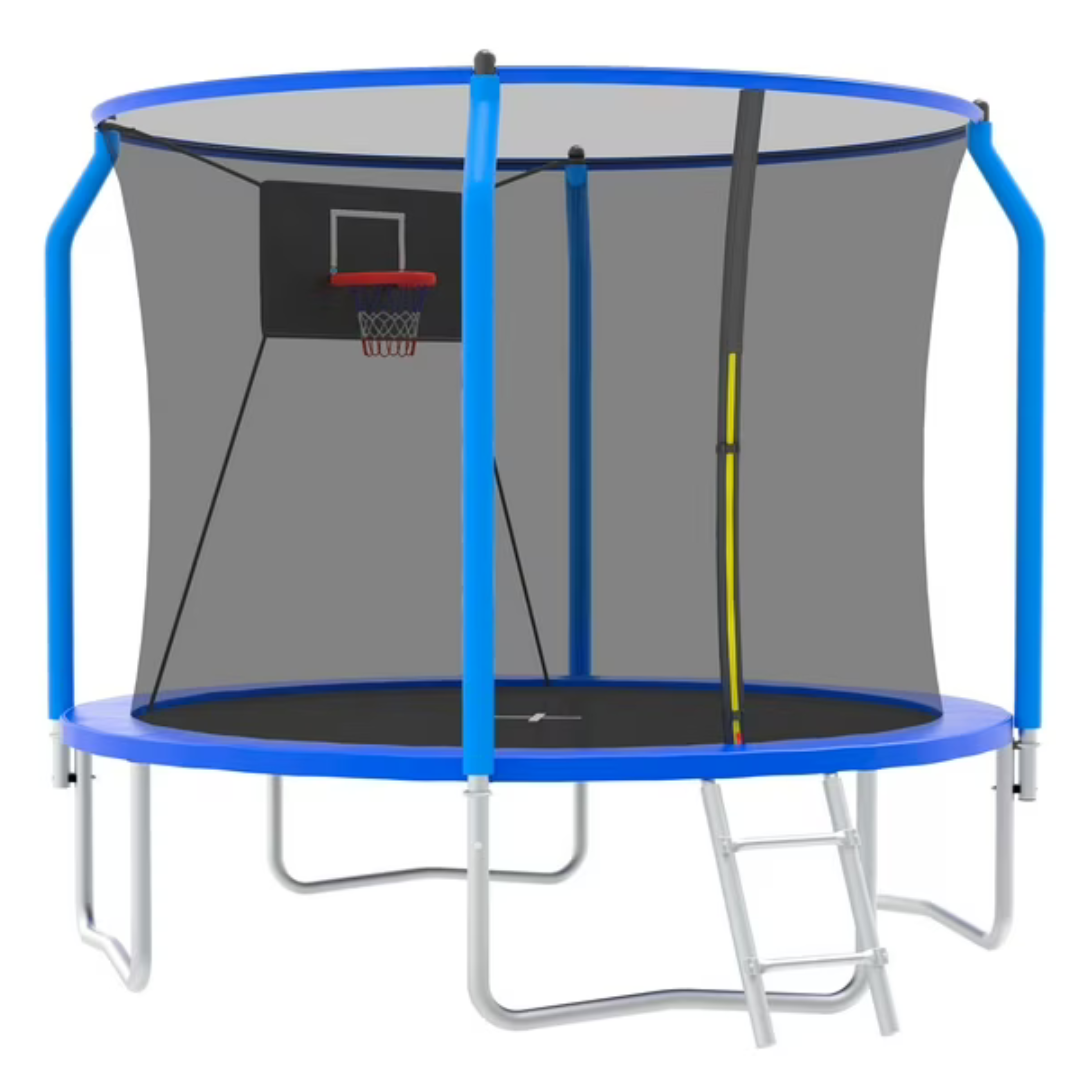 SEGMART 10ft Trampoline W/ Basketball Hoop,Enclosure Net & Ladder