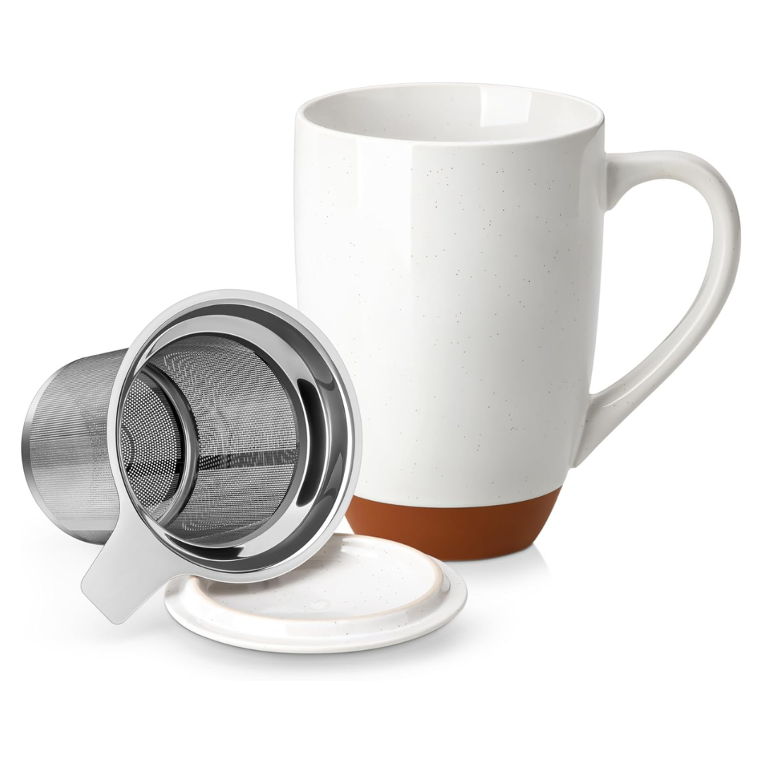18-Oz Ceramic Tea Mug W/ Stainless Steel Infuser