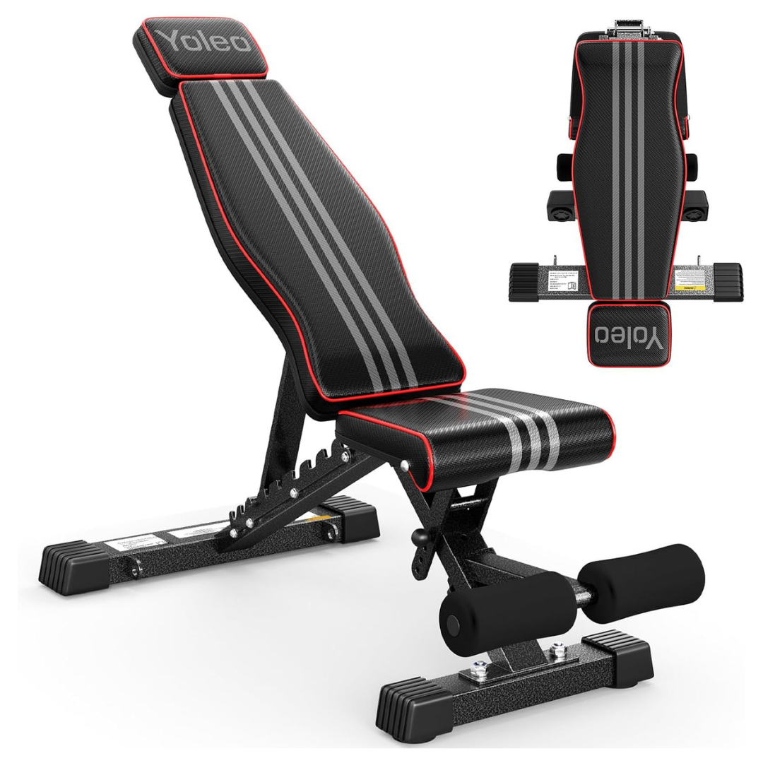 Yoleo XL Foldable Adjustable Weight Bench (827-Lb Capacity)