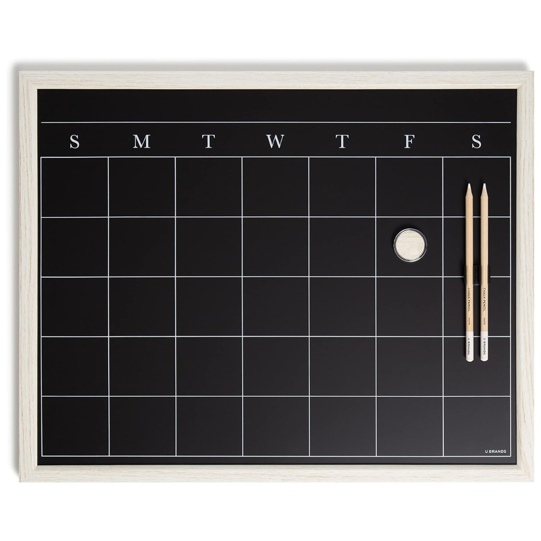 U Brands White Wash Frame 16" X 20" Chalkboard Calendar