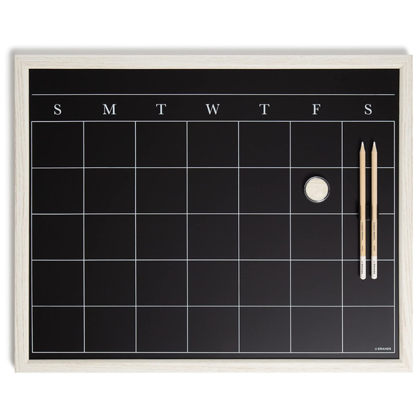 U Brands White Wash Frame 16" X 20" Chalkboard Calendar