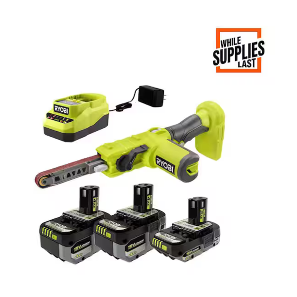 Ryobi One+ 18V Cordless 1/2" X 18" File Sander W/ 2x 4Ah + 2Ah Battery & Charger