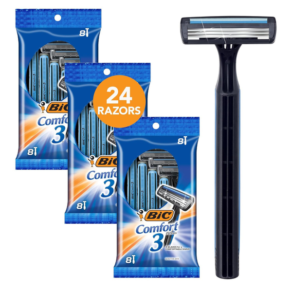 3-Pack 24-Count BIC Comfort Twin Men's Disposable Razor