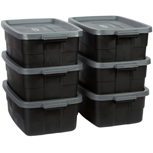 6-Pack 10-Gallon Rubbermade Heavy Duty Plastic Storage Bins With Lids