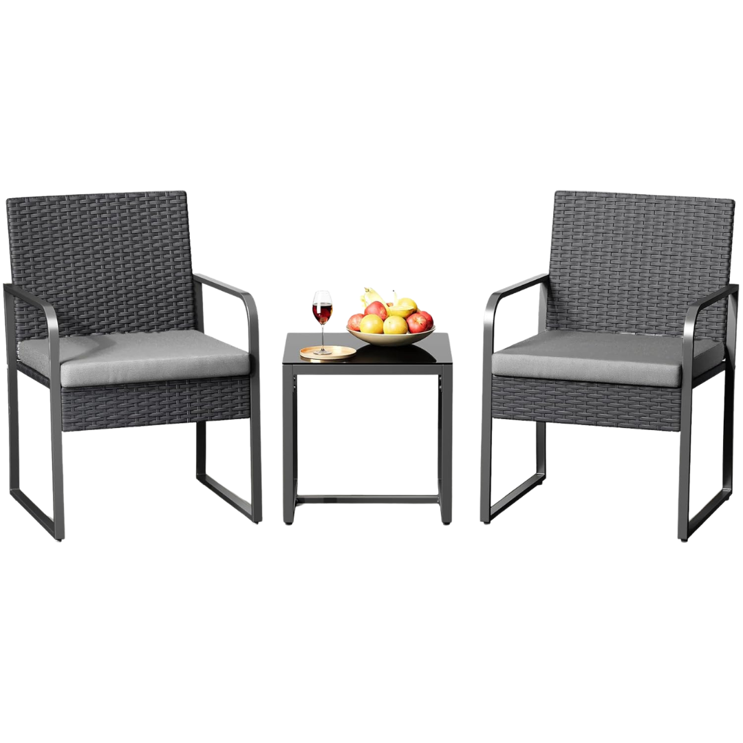 Gizoon 3-Piece Patio Bistro Set With Coffee Table & 2-Chairs (2 Colors)