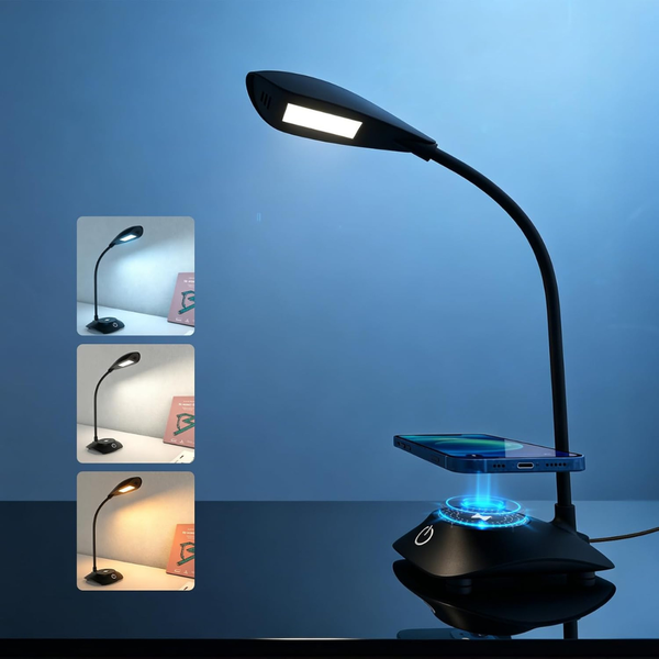 600 Lumen Dimmable Desk Lamp W/ Wireless Charging & 3 Color Modes