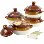 4-Piece Elama Double Handle French Onion Stoneware Soup Bowl