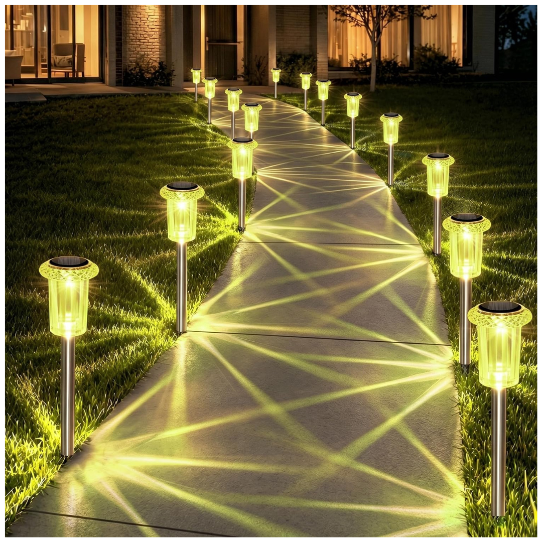 10-Pack Eyrosa Waterproof Stainless Steel Solar Outdoor Lights Starburst Pattern