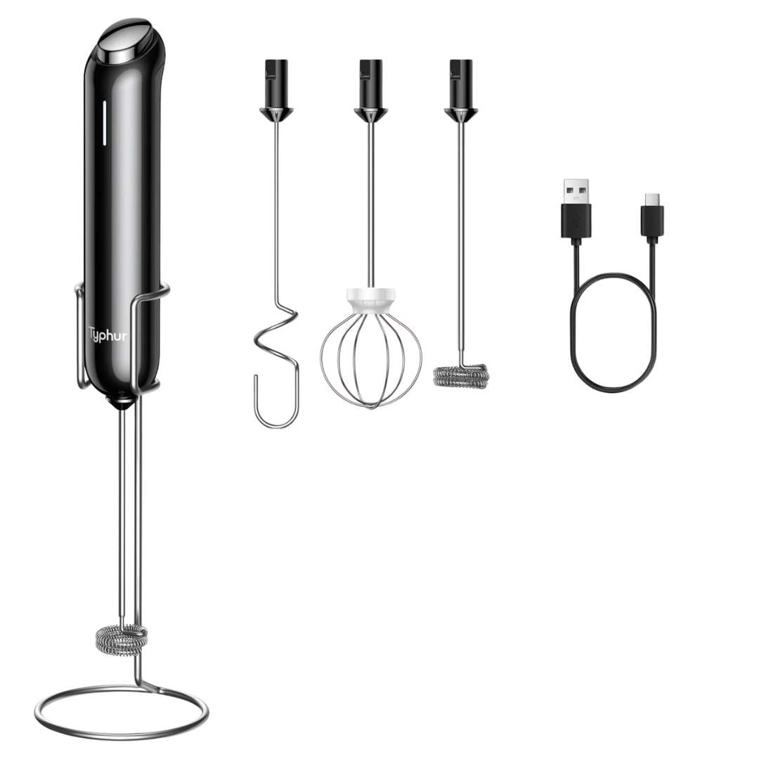 Typhur InstaWhisk USB-C Rechargeable Milk Frother Wand W/ 3 Heads